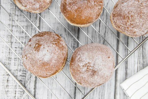 Berliner Doughnuts (fresh made) as detailed close-up shot, selective focus