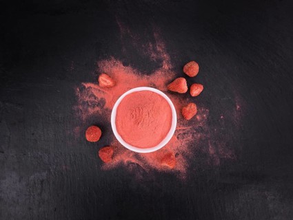 Instant Strawberries on a vintage background as detailed close-up shot, selective focus