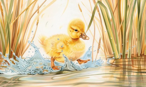 A duck is running through the water. The water is splashing and the duck is making a splash AI