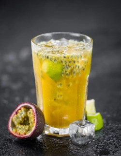 Portion of Jorge Amado Cocktail as detailed close-up shot, selective focus