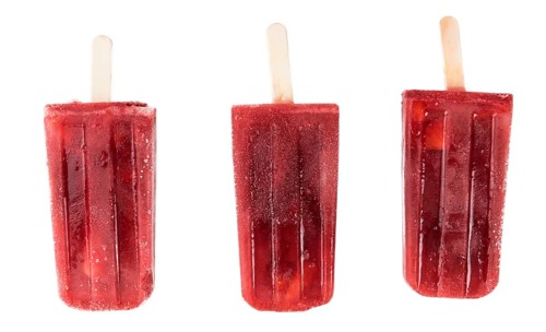 Strawberry Popsicles isolated on white background (detailed close-up shot)