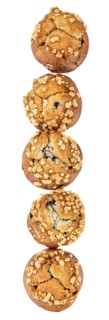 Blueberry Muffins isolated on white background (selective focus, close-up shot)