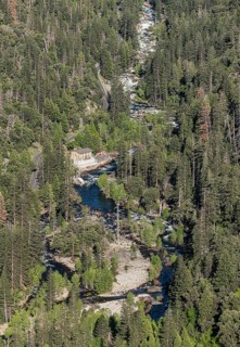 Creek in Yosemite Valley, California, USA. Aerial view