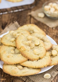 Portion of Macadamia Cookies as detailed close-up shot, selective focus