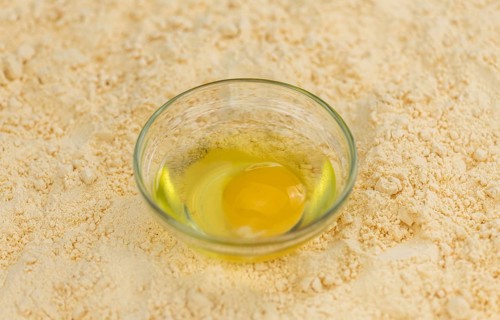 Fresh Whole Powdered Eggs as detailed close-up shot (selective focus)