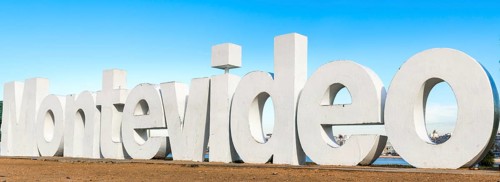 The Montevideo city sign. A tourist hotspot in the city