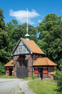 Old gate to the people's park in Ystad, Skane county, Sweden, Scandinavia, Europe