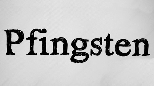 Pentecost lettering, black and white, North Rhine-Westphalia, Germany, Europe
