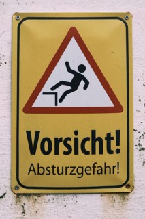 Sign Caution: Danger of falling, North Rhine-Westphalia, Germany, Europe