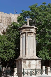 Lysicrates Monument, circular building from 334 BC, Plaka Old Town, Athens, Greece, Europe