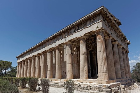 Temple of Hephaestus, god of blacksmithing, Theseion, view from the east, Agora, Athens, Greece,
