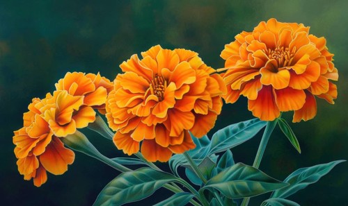 Marigolds in colored pencils, soft gradients AI generated