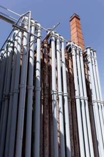 Pipe system for gas cooling, industrial monument Athens Gasworks from 1857, today the venue