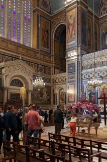 Worshippers at the Good Friday ceremony, Greek Orthodox Cathedral of the Annunciation, Mitropolis,