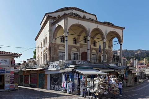Ottoman Mosque from 1759, Monastiraki Square, Plaka Old Town, Athens, Greece, Europe