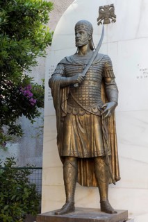 Statue of Konstantinos XI Palaiologos, Byzantine emperor in the 15th century, Mitropoleos Square,