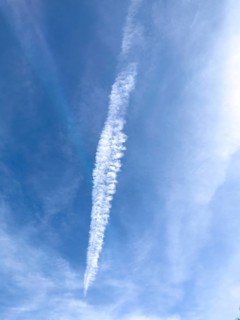 Dissipating contrail high thin cloud artificially created by aircraft engines homomutatus man-made