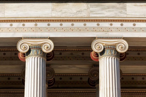 Ionic Columns of the Academy of Athens, neoclassical building from 1885, architect Theophil von