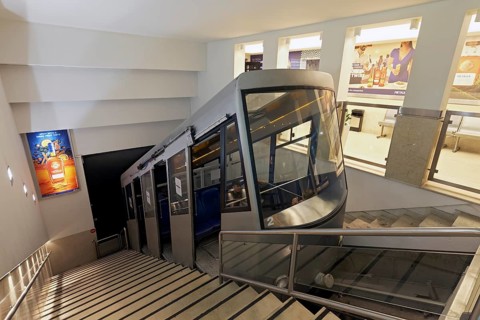 Lycabettus funicular railway at the top station, Lykavittos, Athens, Greece, Europe