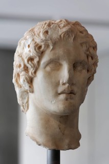 Alexander the Great, marble portrait bust by sculptor Leochares, Acropolis Museum, Athens, Greece,