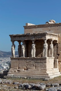 Erechteion, Koren Hall with caryatids, temple in Ionic architectural style, Acropolis, Athens,