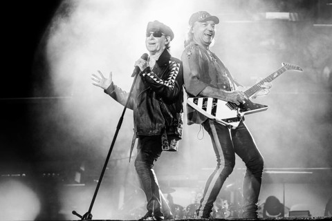 Singer Klaus Meine and guitarist Matthias Jabs from the band Scorpions at the Wacken Open Air in