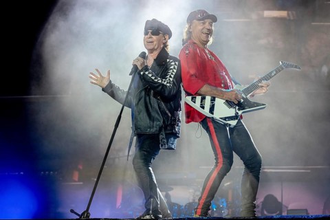 Singer Klaus Meine and guitarist Matthias Jabs from the band Scorpions at the Wacken Open Air in