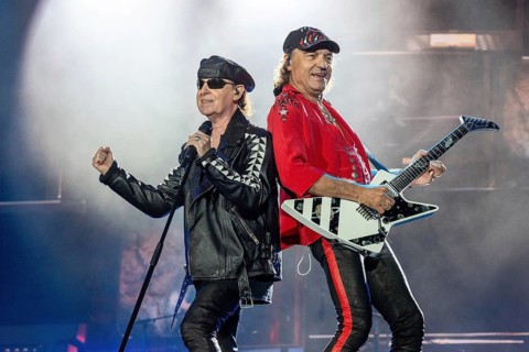 Singer Klaus Meine and guitarist Matthias Jabs from the band Scorpions at the Wacken Open Air in