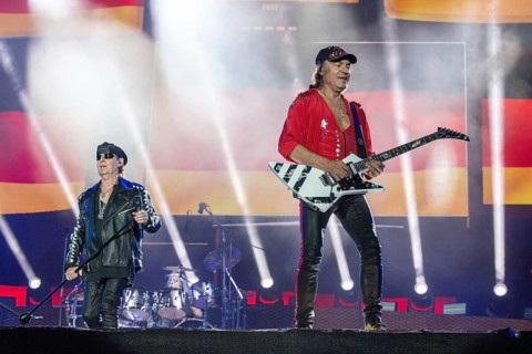 Singer Klaus Meine and guitarist Matthias Jabs from the band Scorpions at the Wacken Open Air in