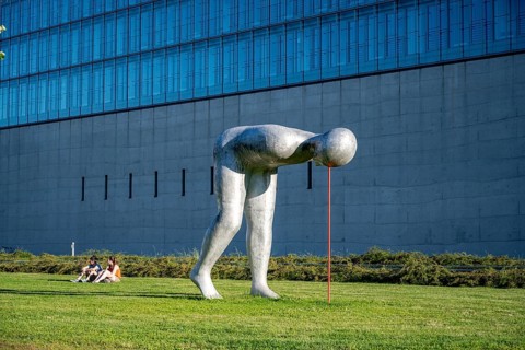 Hose Werner statue in front of the State Museum of Egyptian Art, Kunstareal Munich, Munich,