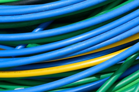 Colourful background of electrical cables