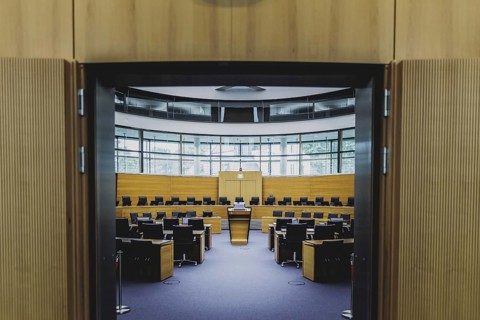 Courtroom at the International Tribunal for the Law of the Sea, photographed in Hamburg, 26 July