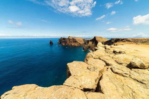 Sao Lourence Eastern Part of Madeira Island on Sunny Day. Ponta do Rosto Viewpoint. Cliffs,