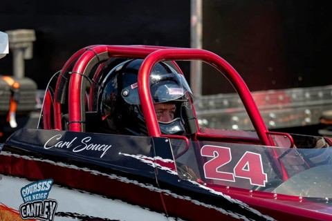 Motorsport, drag racing, pilot in a race car, Napierville, Province of Quebec, Canada, North