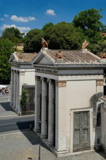 Monumental entrances, neoclassical propylaea, Villa Borghese, Piazzale Flaminio, Lazio region,