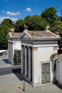 Monumental entrances, neoclassical propylaea, Villa Borghese, Piazzale Flaminio, Lazio region,