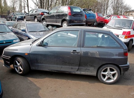 Berlin, 09.0420.09, Vehicles for scrapping at a scrap yard of a car recycler, Berlin, Germany,