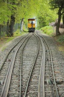 Neroberg railway with rails and rack at the passing point, incline, gradient, drive, rope, track,