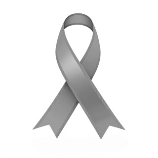 Gray ribbon over a transparent background. Symbol of brain cancer and diabetes awareness. AI