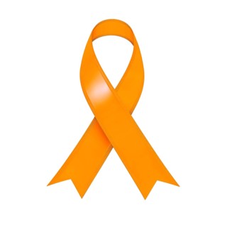 Orange ribbon over a transparent background. Symbol of leukemia, kidney cancer, and racial