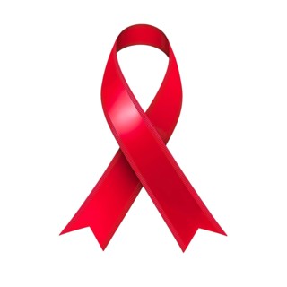 Red ribbon over a transparent background. Symbol of HIV/AIDS and drug prevention awareness. AI