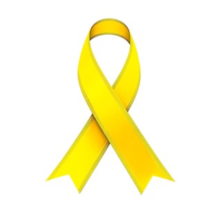 Yellow ribbon over a transparent background. Symbol of bladder cancer, endometriosis, and suicide