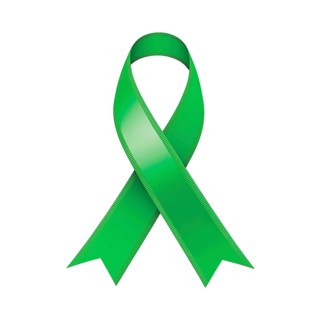 Green ribbon over a transparent background. Symbol of mental health awareness, depression, and