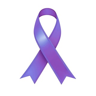 Periwinkle ribbon over a transparent background. Symbol of esophageal cancer and eating disorders