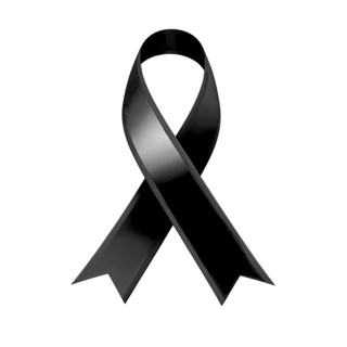 Black ribbon over a transparent background. Symbol of melanoma, grief, and sleep disorders. AI