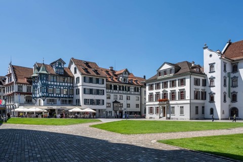 Old town ensemble, historic old town houses, Gallusstrasse, monastery quarter, old town of Sankt