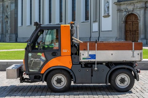 Multifunctional vehicle of the municipal street cleaning department, street inspectorate, monastery