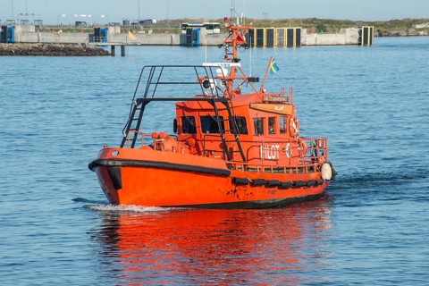 Pilot boat in Ystad harbor, Skane county, Baltic Sea, Sweden, Scandinavia, Europe