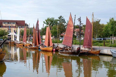Historic fishing boats, net boats, formerly used as work boats for laying nets and fish traps,