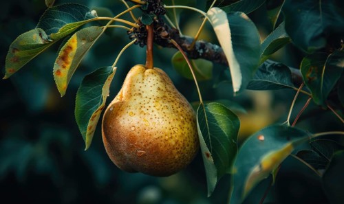 Close-up of a perfectly shaped pear AI generated